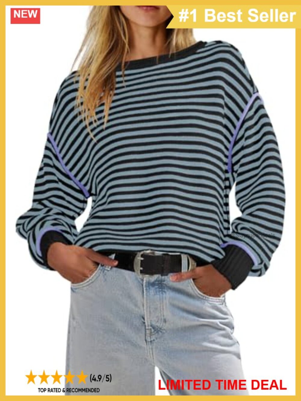 Womens Striped Oversized Boat Neck Cable Knit Tunic Sweater Pullover